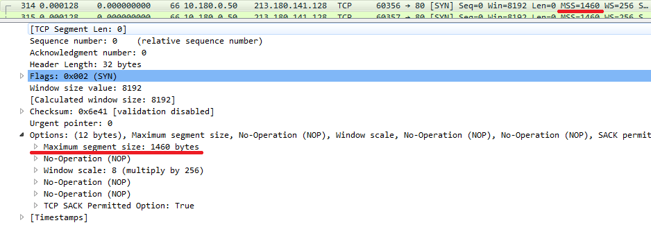 MSS w segmencie TCP